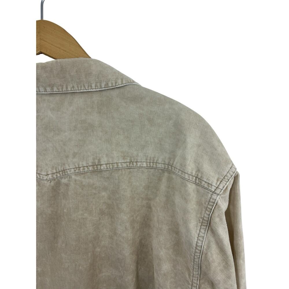 Corduroy Western Pearl Snap Button Up Shirt Beige Long Sleeve Mens XL Ivory - Picture 6 of 8